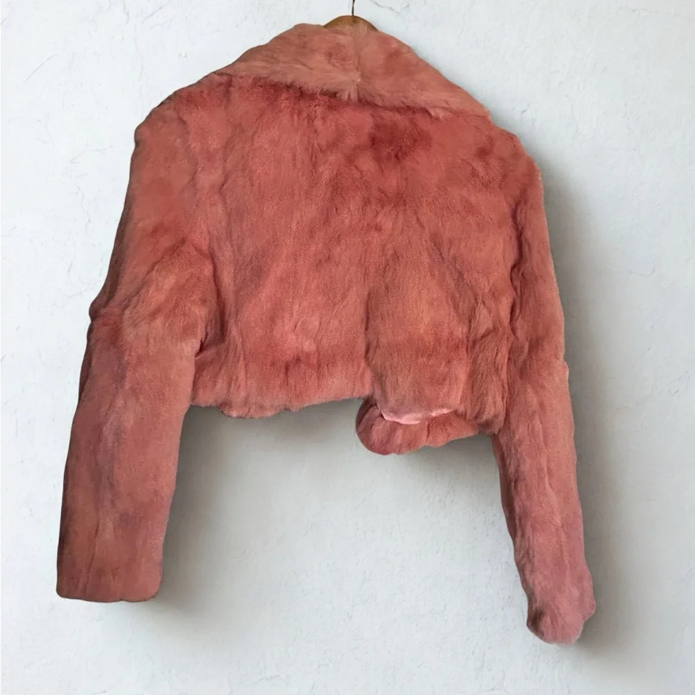 Pink Rabbit Fur Cropped Jacket - Picture 2 of 8
